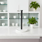 Stainless Steel Heavy-Duty Tissue Roll Dispenser with Marble Base - Modern Black or White Countertop Organizer, One-Hand Operation, Space-Saving Standing Design for Kitchen, Bathroom, Cabinet - Easy-Clean Surface & Decorative House Of Avana