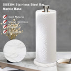 Stainless Steel Heavy-Duty Tissue Roll Dispenser with Marble Base - Modern Black or White Countertop Organizer, One-Hand Operation, Space-Saving Standing Design for Kitchen, Bathroom, Cabinet - Easy-Clean Surface & Decorative House Of Avana