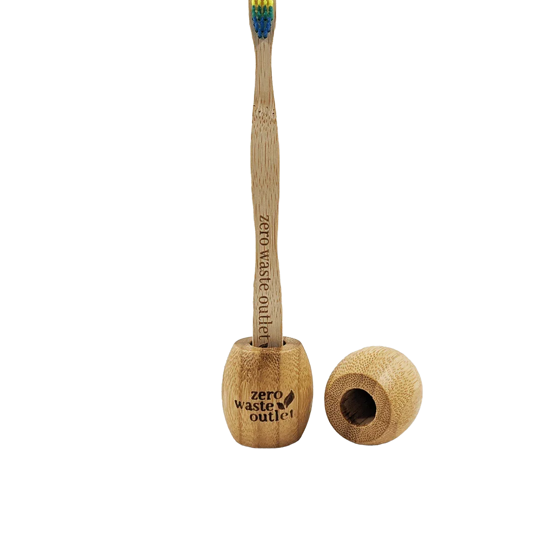 Bamboo Toothbrush Stand - Single Holder, back view - House Of Avana