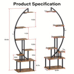 S Bookshelf with Lights, Tiered 65' Multi-functional Metal Black&brown Shelving Unit Wood Bookcase for... - House Of Avana