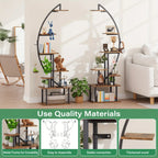 S Bookshelf with Lights, Tiered 65' Multi-functional Metal Black&brown Shelving Unit Wood Bookcase for... - House Of Avana