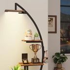 S Bookshelf with Lights, Tiered 65' Multi-functional Metal Black&brown Shelving Unit Wood Bookcase for... - House Of Avana