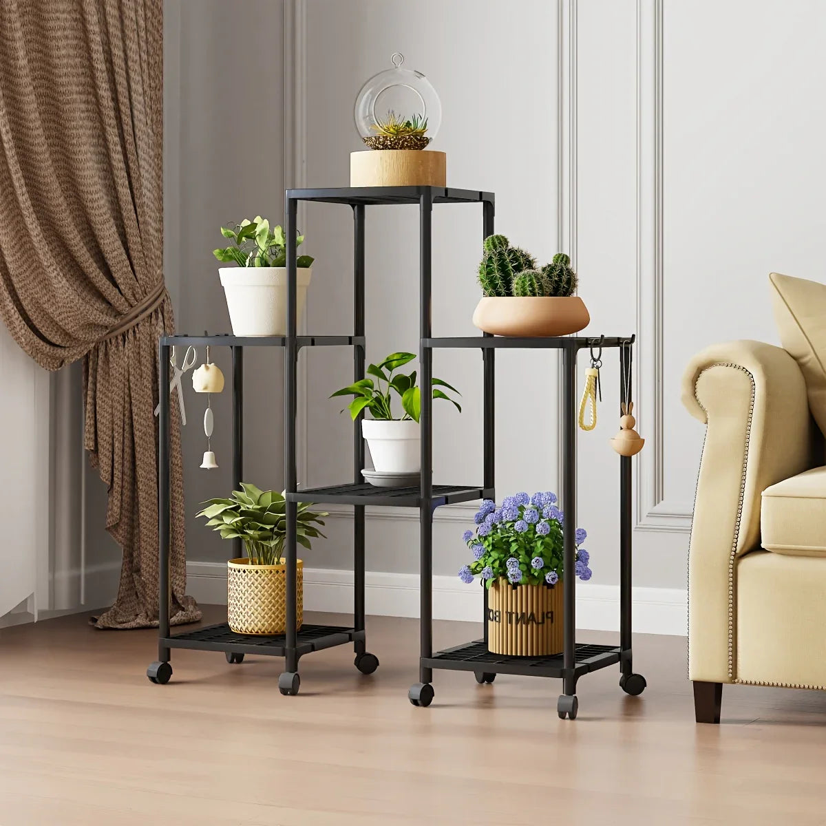 Heavy-duty Mobile Plant Stand with Wheels - 6-tier Rolling Shelf, Sturdy Floor Organizer for Living... - House Of Avana