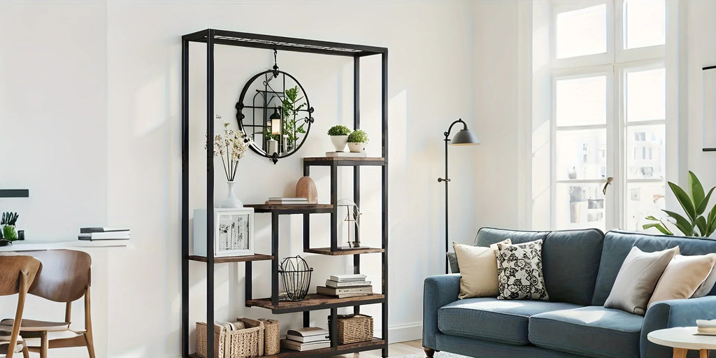 70.9 Wooden Corner Bookshelf Inch Tall 5-tier Wooden Plant Stand with Hanging Hooks - Large Indoor Plant... - House Of Avana