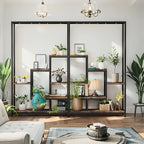 70.9 Wooden Corner Bookshelf Inch Tall 5-tier Wooden Plant Stand with Hanging Hooks - Large Indoor Plant... - House Of Avana