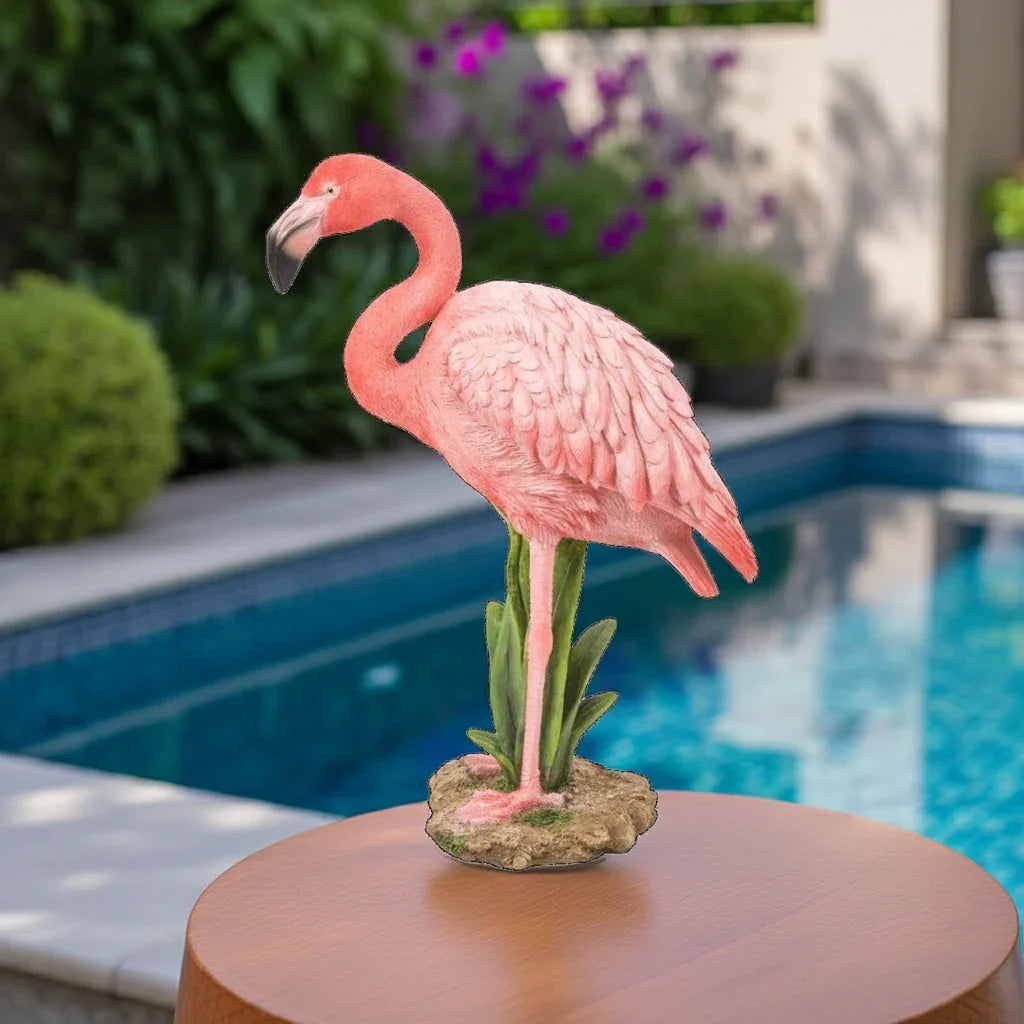 Standing Pink Flamingo Handcrafted Statue House Of Avana