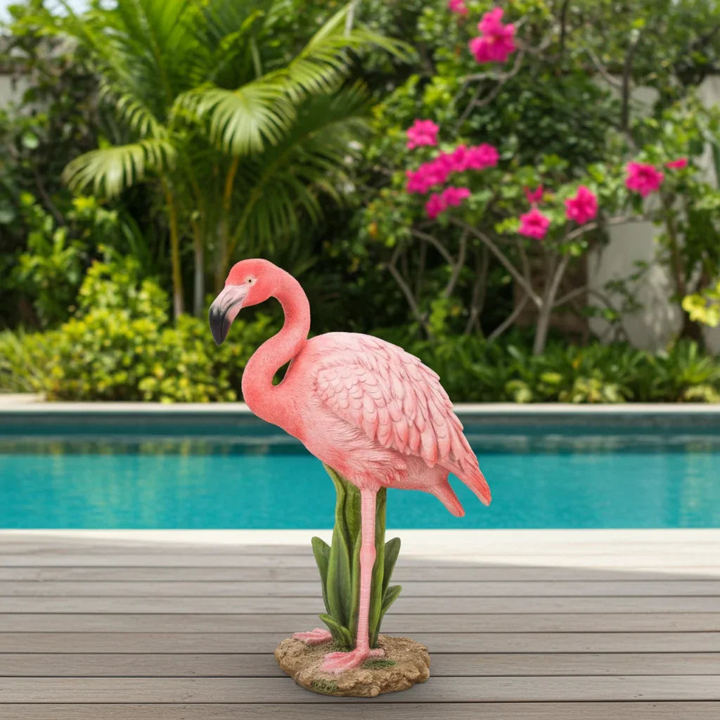 Standing Pink Flamingo Handcrafted Statue House Of Avana