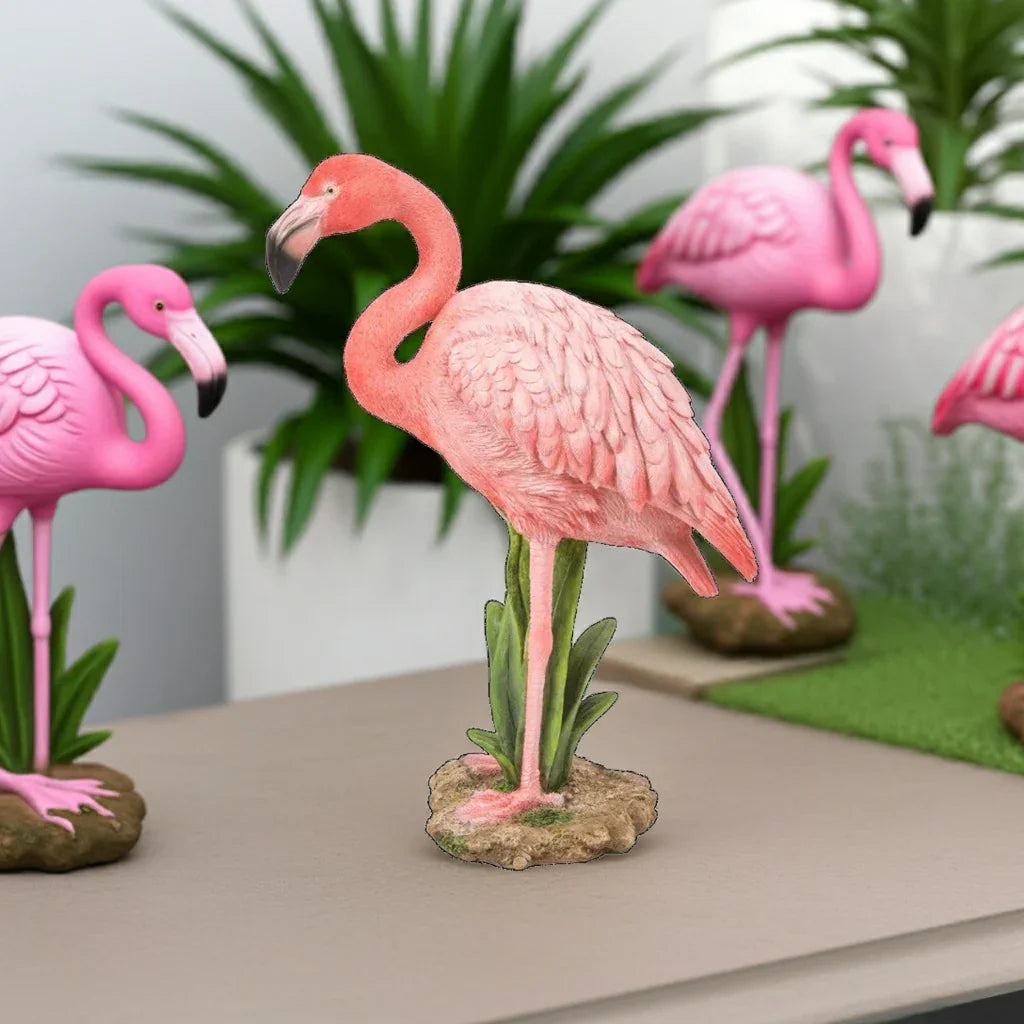 Standing Pink Flamingo Handcrafted Statue House Of Avana