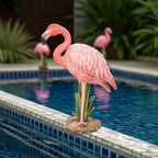 Standing Pink Flamingo Handcrafted Statue House Of Avana