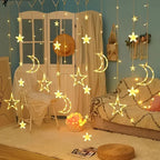 Ramadan Celebration LED Fairy Lights, Eid al-Fitr Star and Moon Pattern String Lights, USB-Powered Curtain Light Eid al-Adha Decoration, for Christmas, Weddings, Wall, Tree, Home, Party Decor House Of Avana
