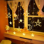 Ramadan Celebration LED Fairy Lights, Eid al-Fitr Star and Moon Pattern String Lights, USB-Powered Curtain Light Eid al-Adha Decoration, for Christmas, Weddings, Wall, Tree, Home, Party Decor House Of Avana