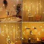 Ramadan Celebration LED Fairy Lights, Eid al-Fitr Star and Moon Pattern String Lights, USB-Powered Curtain Light Eid al-Adha Decoration, for Christmas, Weddings, Wall, Tree, Home, Party Decor House Of Avana