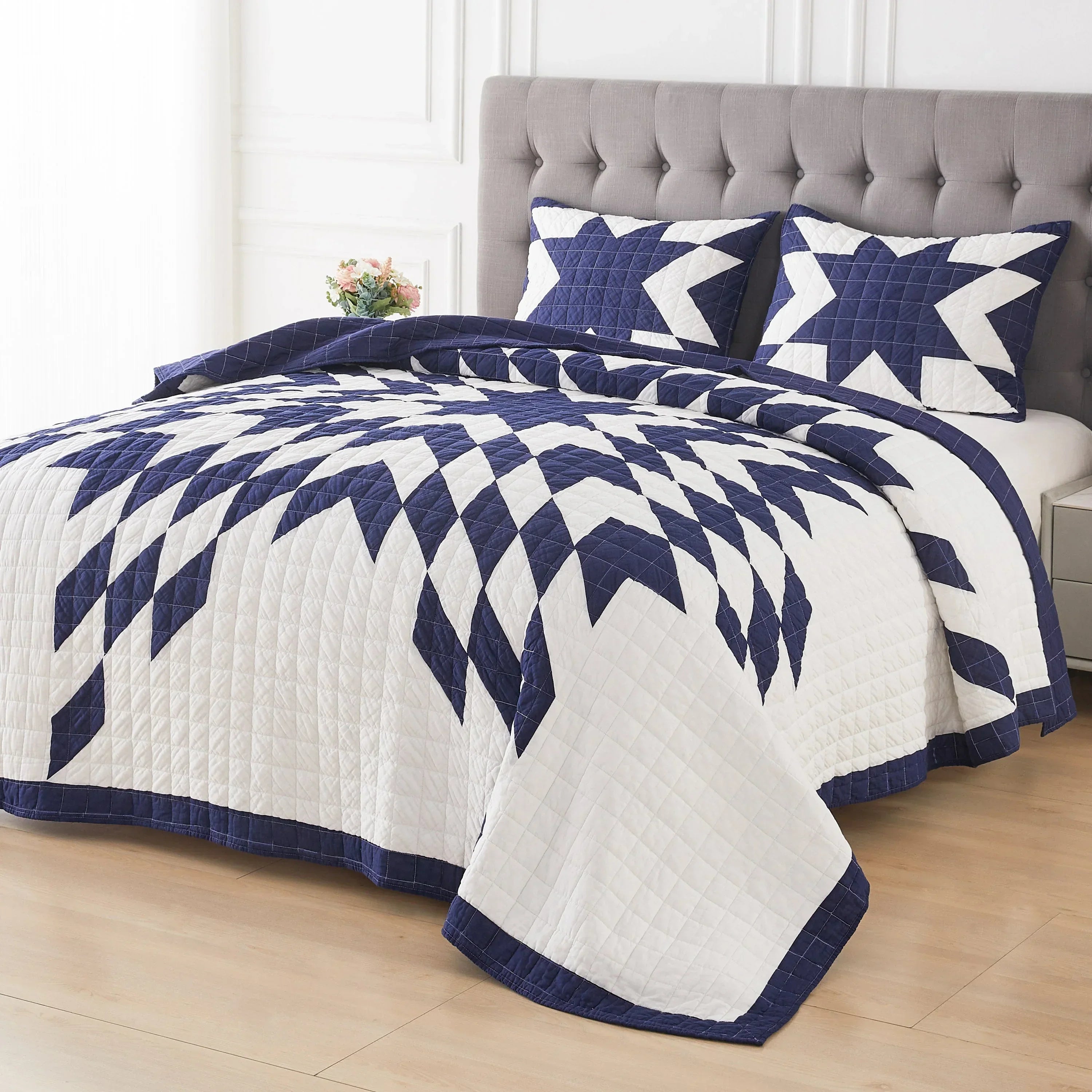 Star Patch Patchwork Cotton Quilt Set Mélange Home