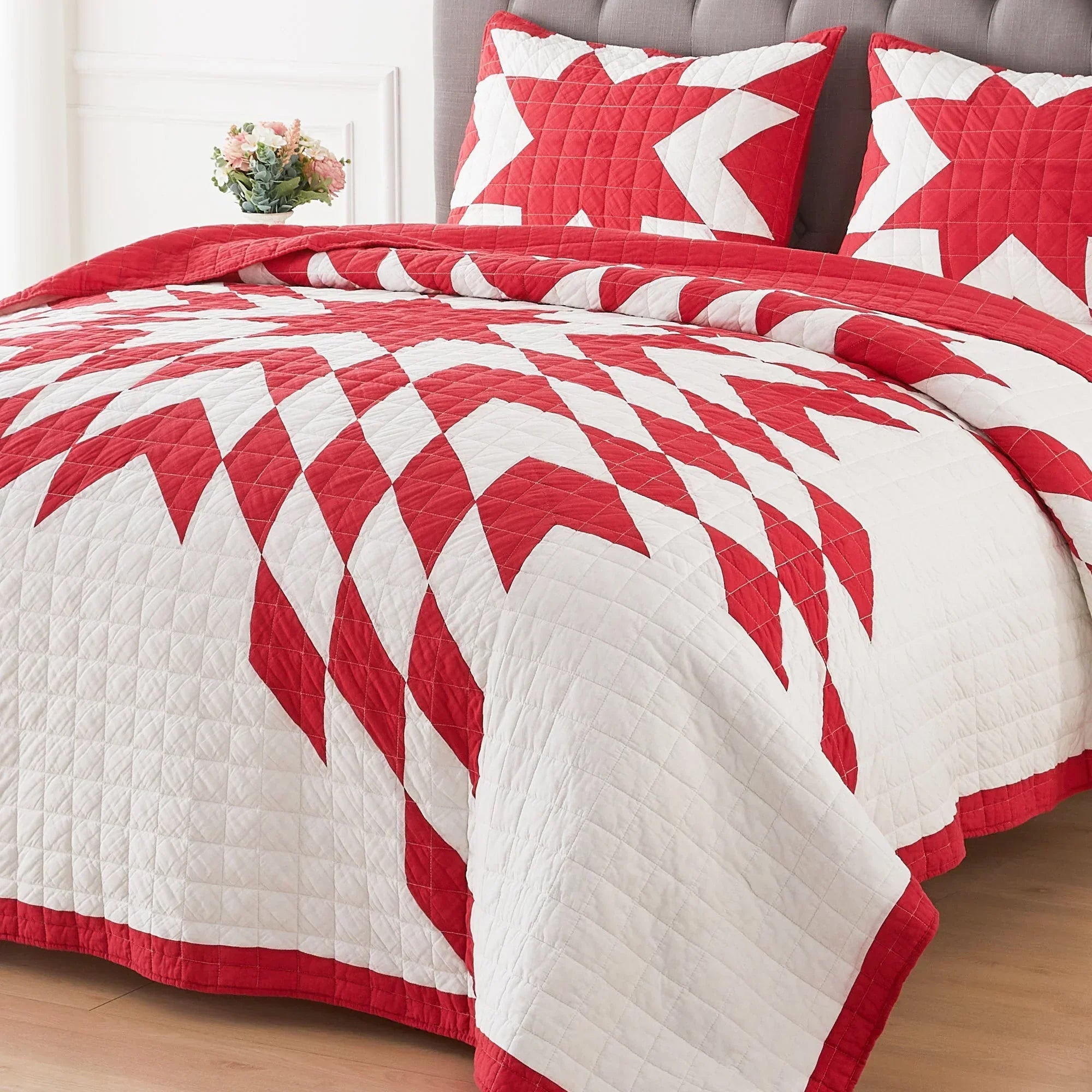 Star Patch Patchwork Cotton Quilt Set Mélange Home