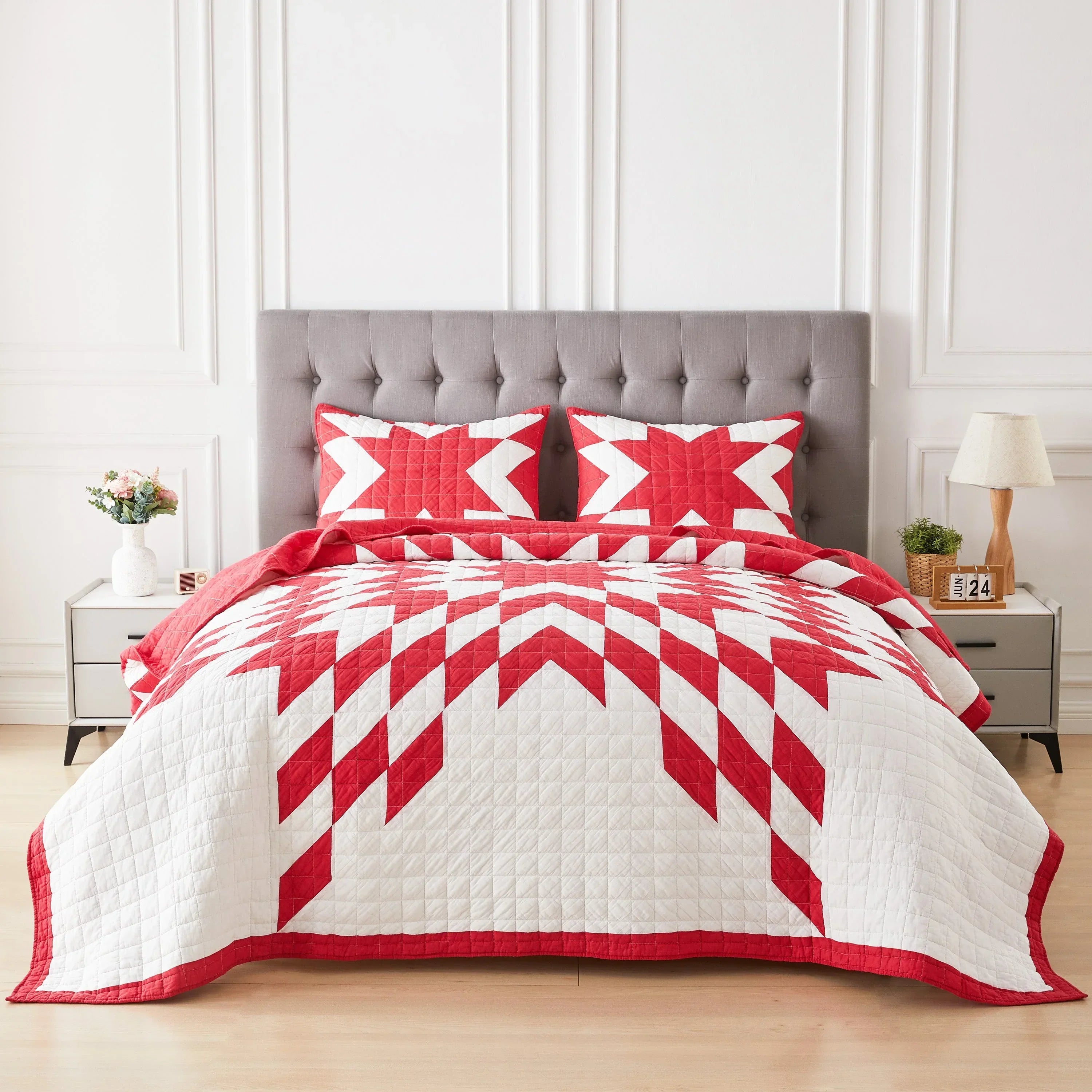 Star Patch Patchwork Cotton Quilt Set Mélange Home