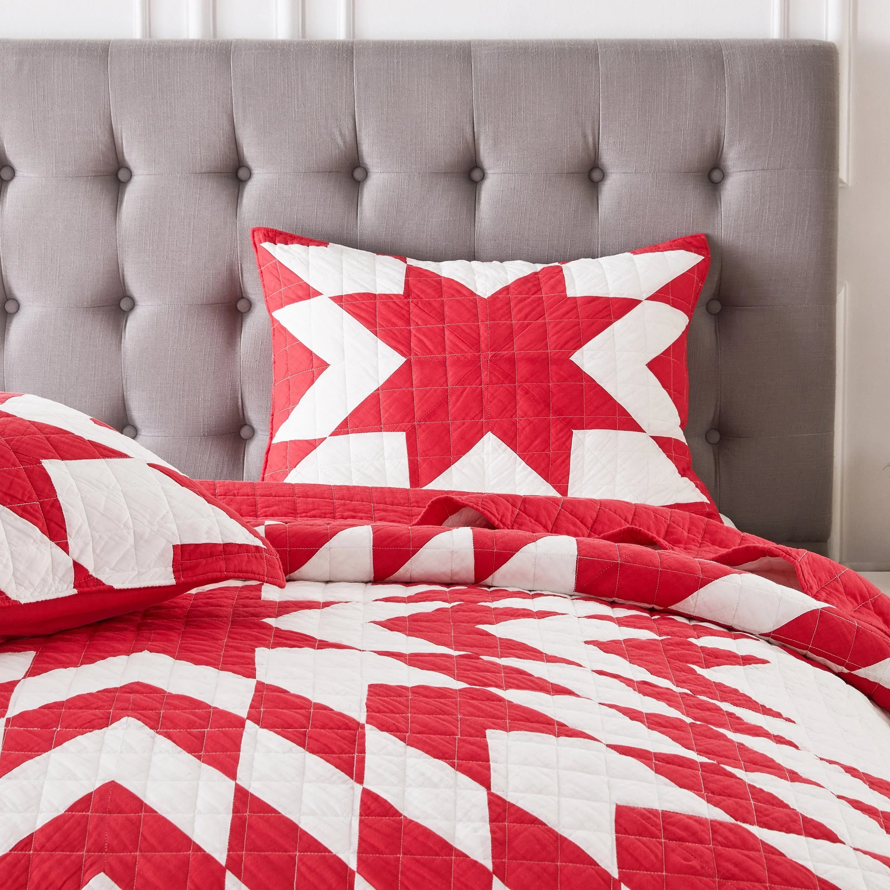 Star Patch Patchwork Cotton Quilt Set Mélange Home