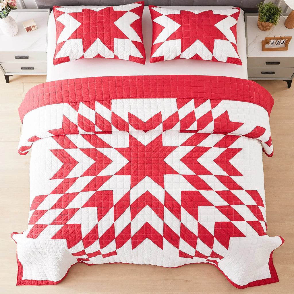 Star Patch Patchwork Cotton Quilt Set Mélange Home
