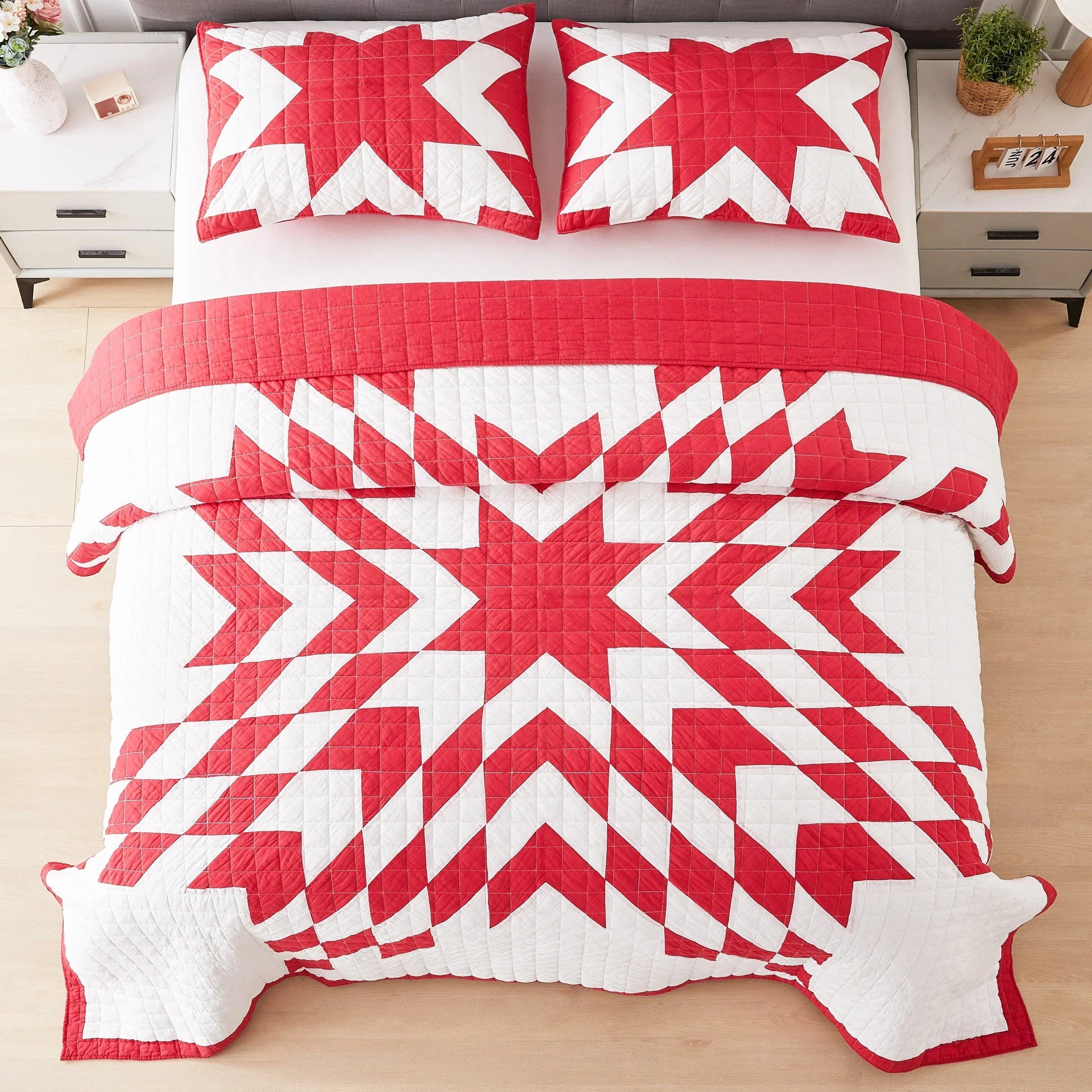 Star Patch Patchwork Cotton Quilt Set Mélange Home