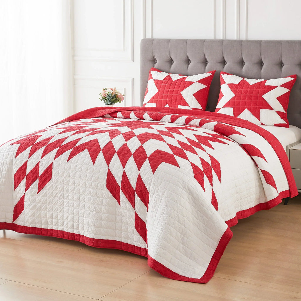 Star Patch Patchwork Cotton Quilt Set Mélange Home