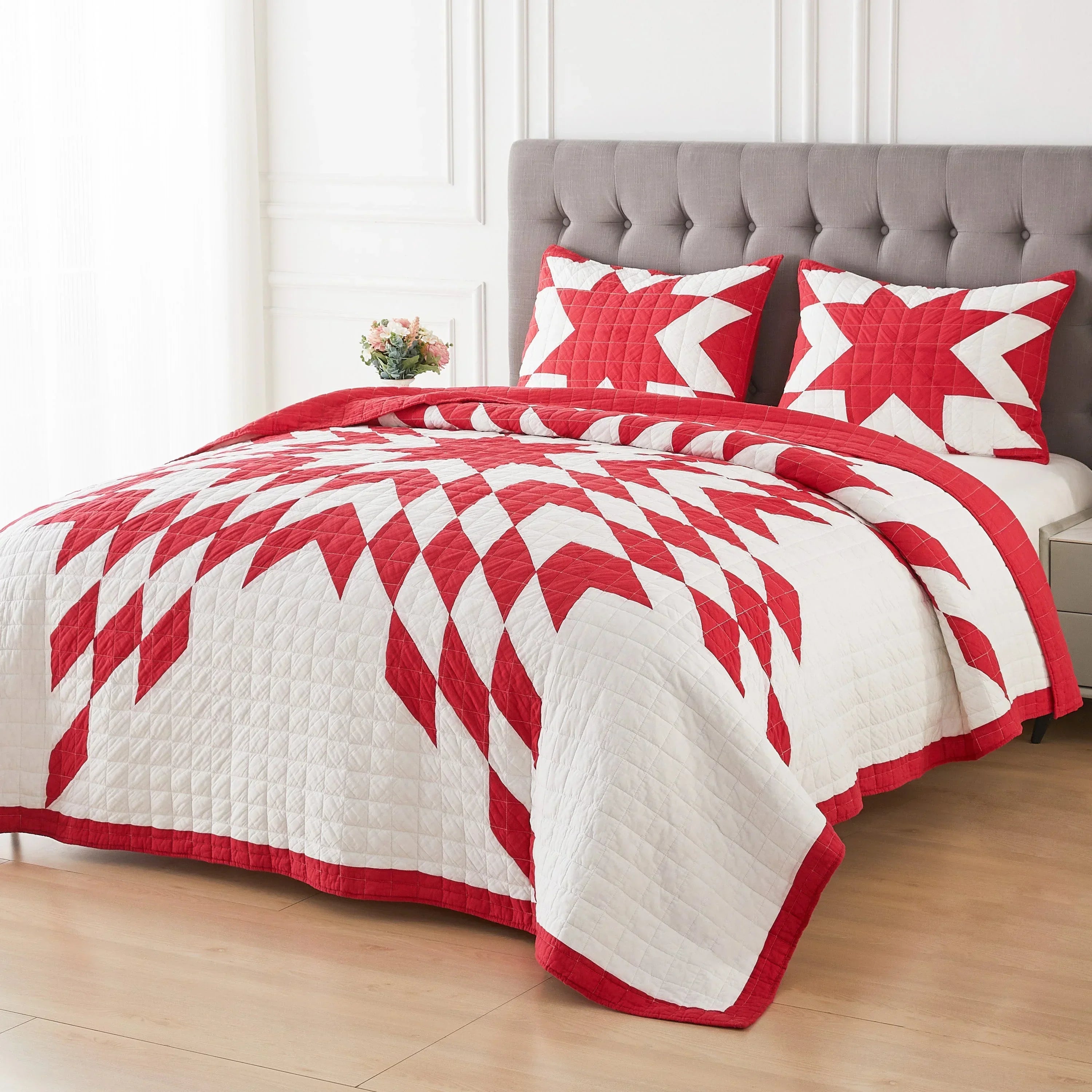 Star Patch Patchwork Cotton Quilt Set Mélange Home