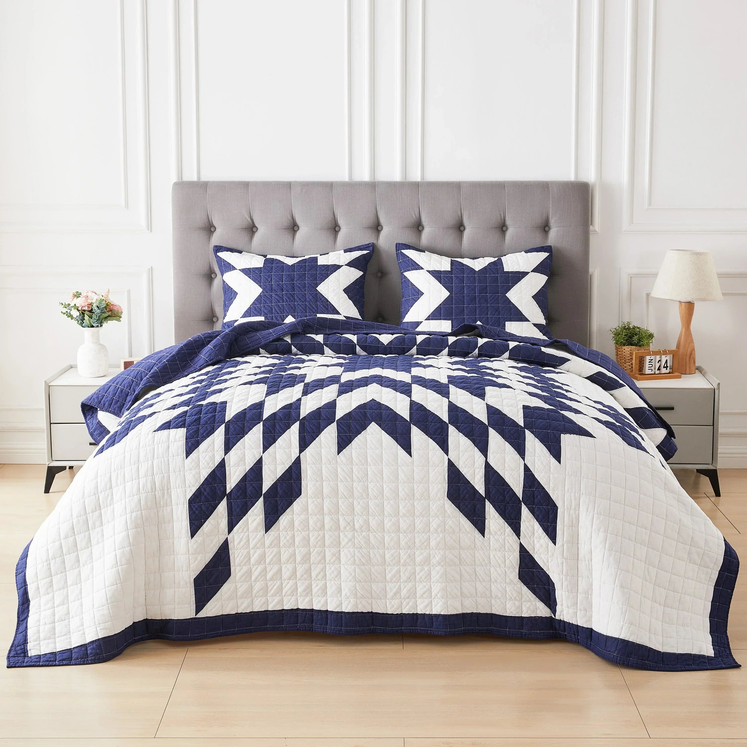Star Patch Patchwork Cotton Quilt Set Mélange Home