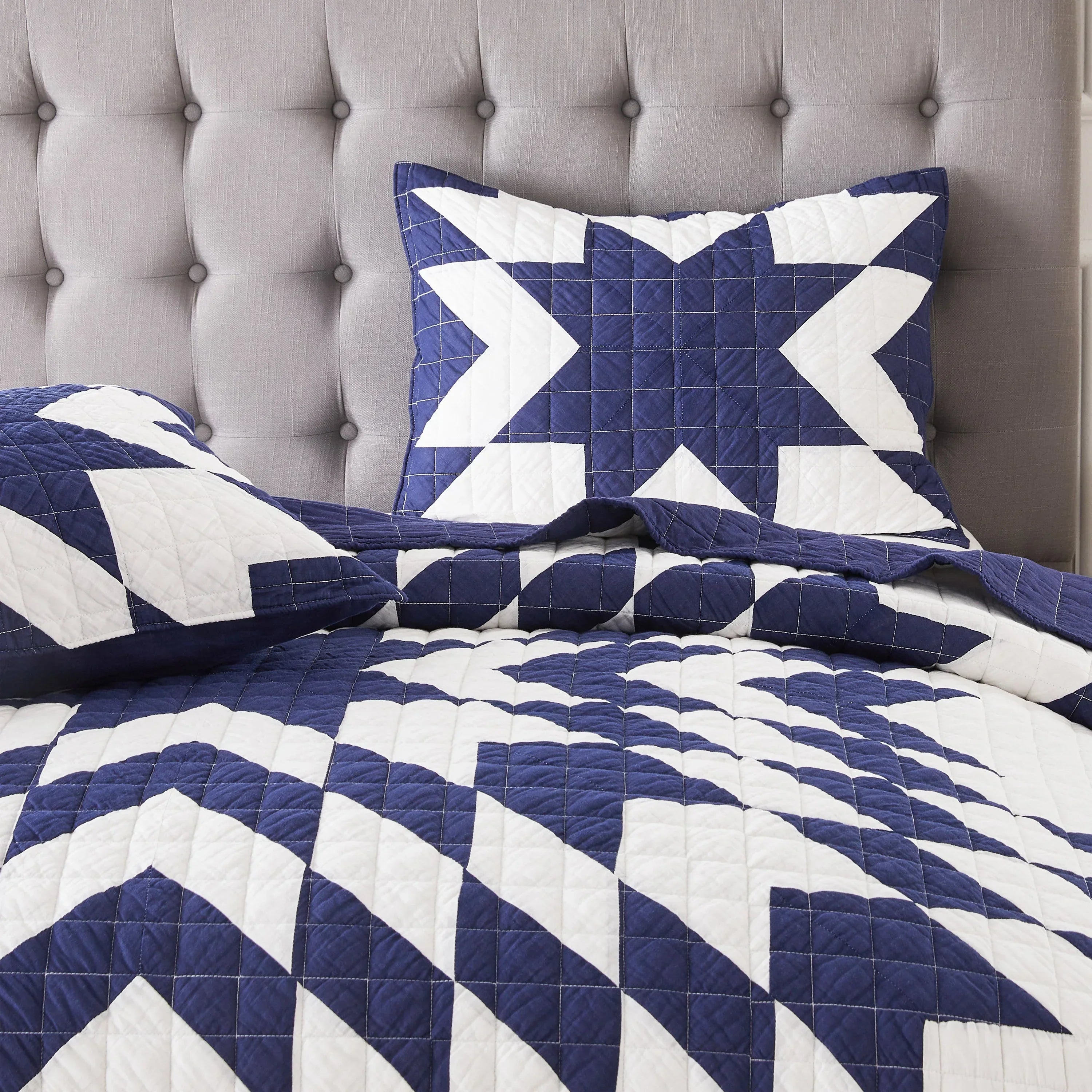 Star Patch Patchwork Cotton Quilt Set Mélange Home
