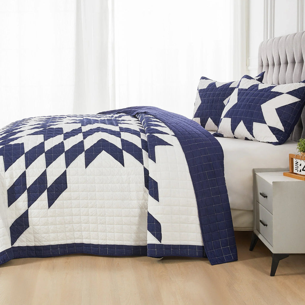 Star Patch Patchwork Cotton Quilt Set Mélange Home