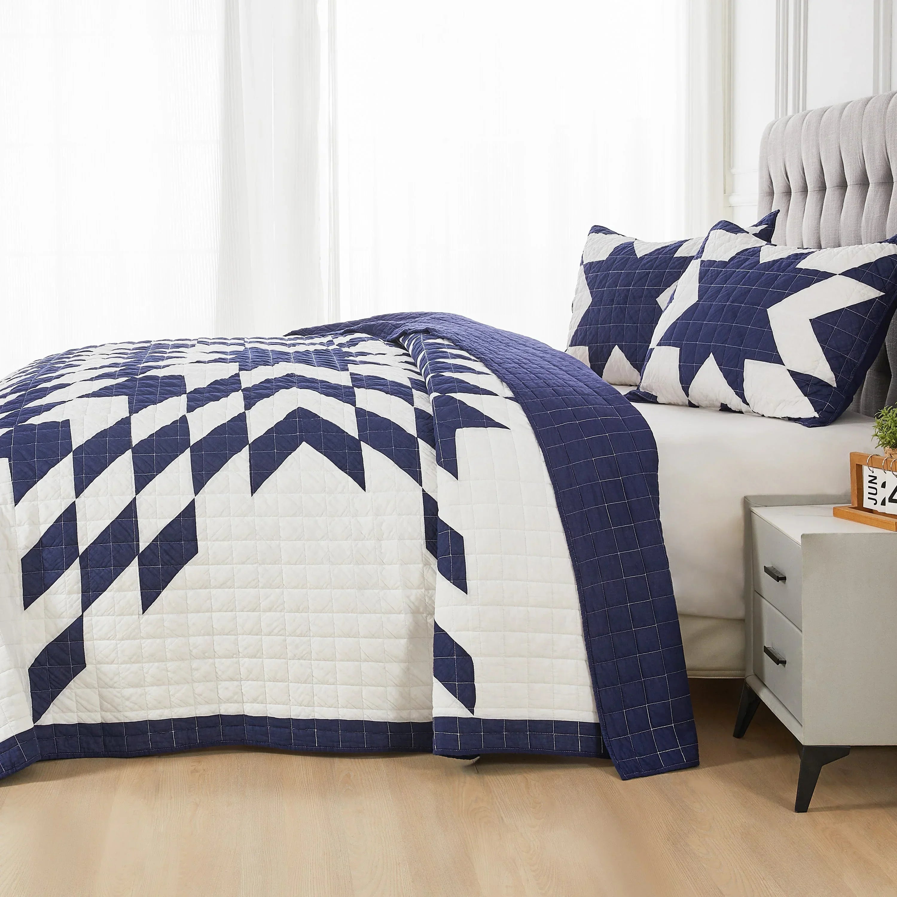 Star Patch Patchwork Cotton Quilt Set Mélange Home