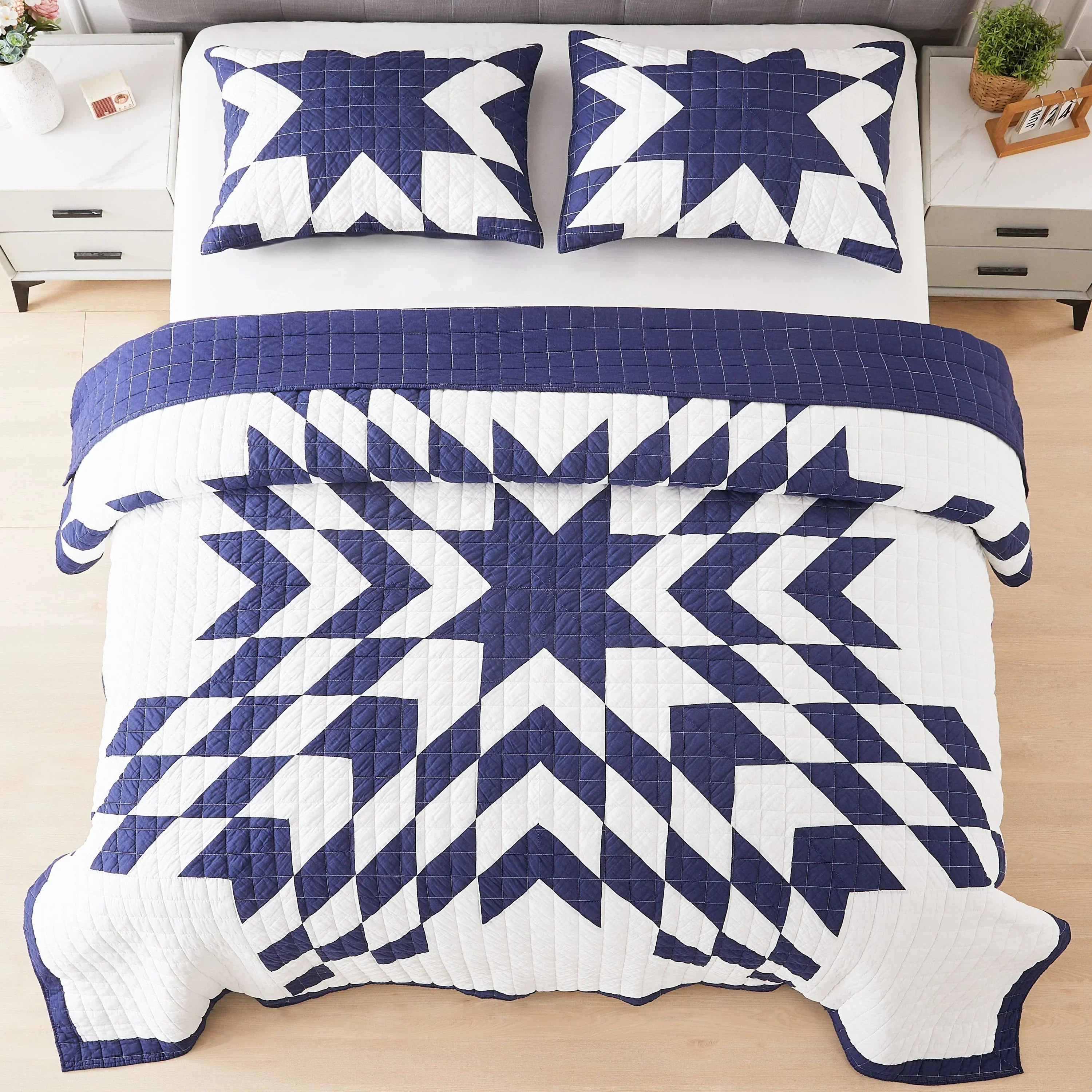 Star Patch Patchwork Cotton Quilt Set Mélange Home