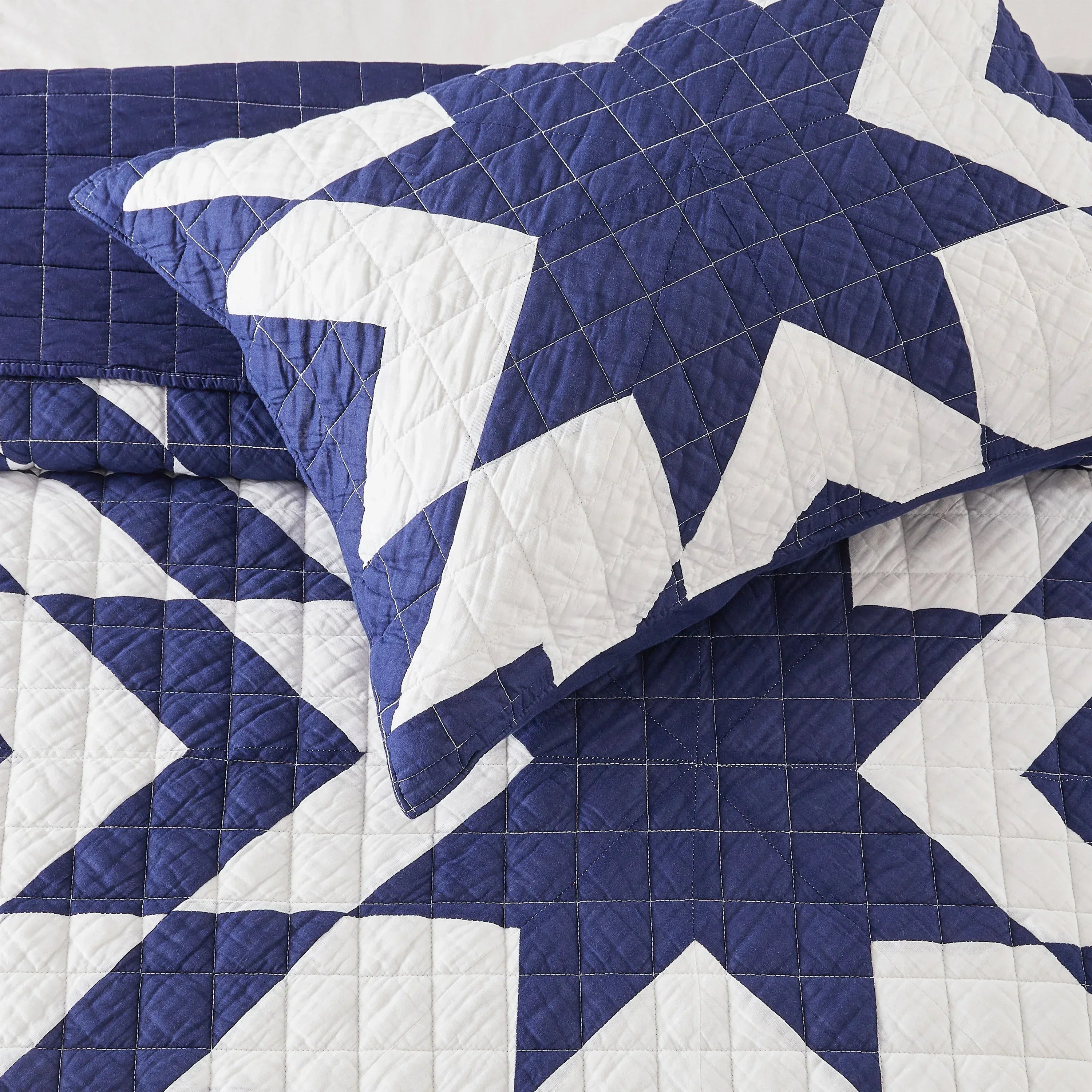 Star Patch Patchwork Cotton Quilt Set Mélange Home