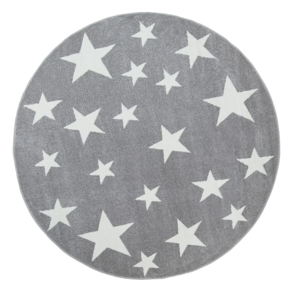 Stars Rug Kids for Nursery In Grey White Pastel Colors RugYourHome