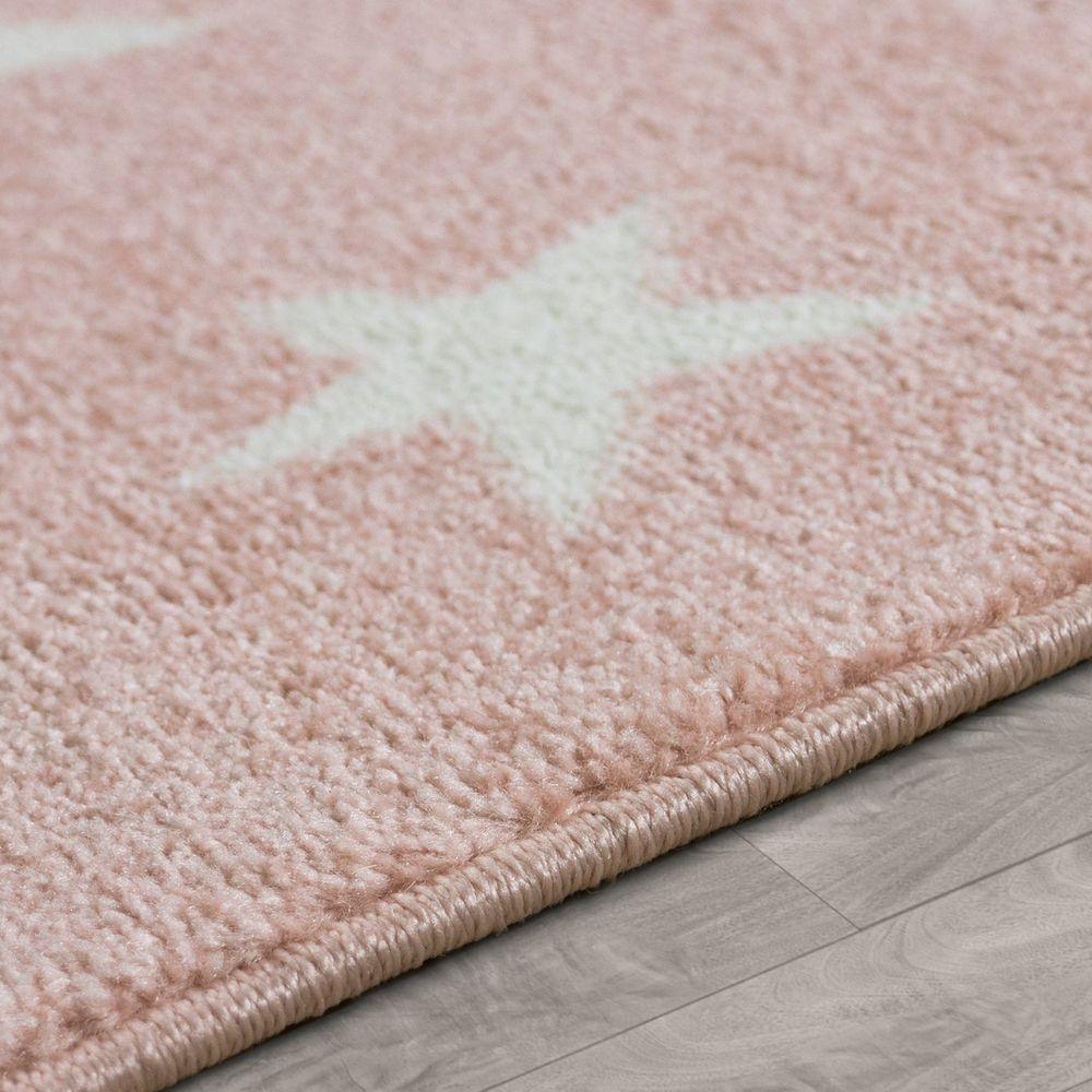 Stars Rug Kids for Nursery in Pink White Pastel Colors RugYourHome