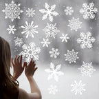114pcs Electrostatic Snowflake Window Clings - Reusable, Static-Adhesive White Snowflakes for Christmas & Winter Door Decorations, Snowflake Ribbon Wired, Easy to Apply and Remove, No Residue Left House Of Avana [[SKU:HOA-MSC-030]]