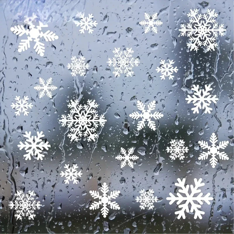 114pcs Electrostatic Snowflake Window Clings - Reusable, Static-Adhesive White Snowflakes for Christmas & Winter Door Decorations, Snowflake Ribbon Wired, Easy to Apply and Remove, No Residue Left House Of Avana [[SKU:HOA-MSC-030]]