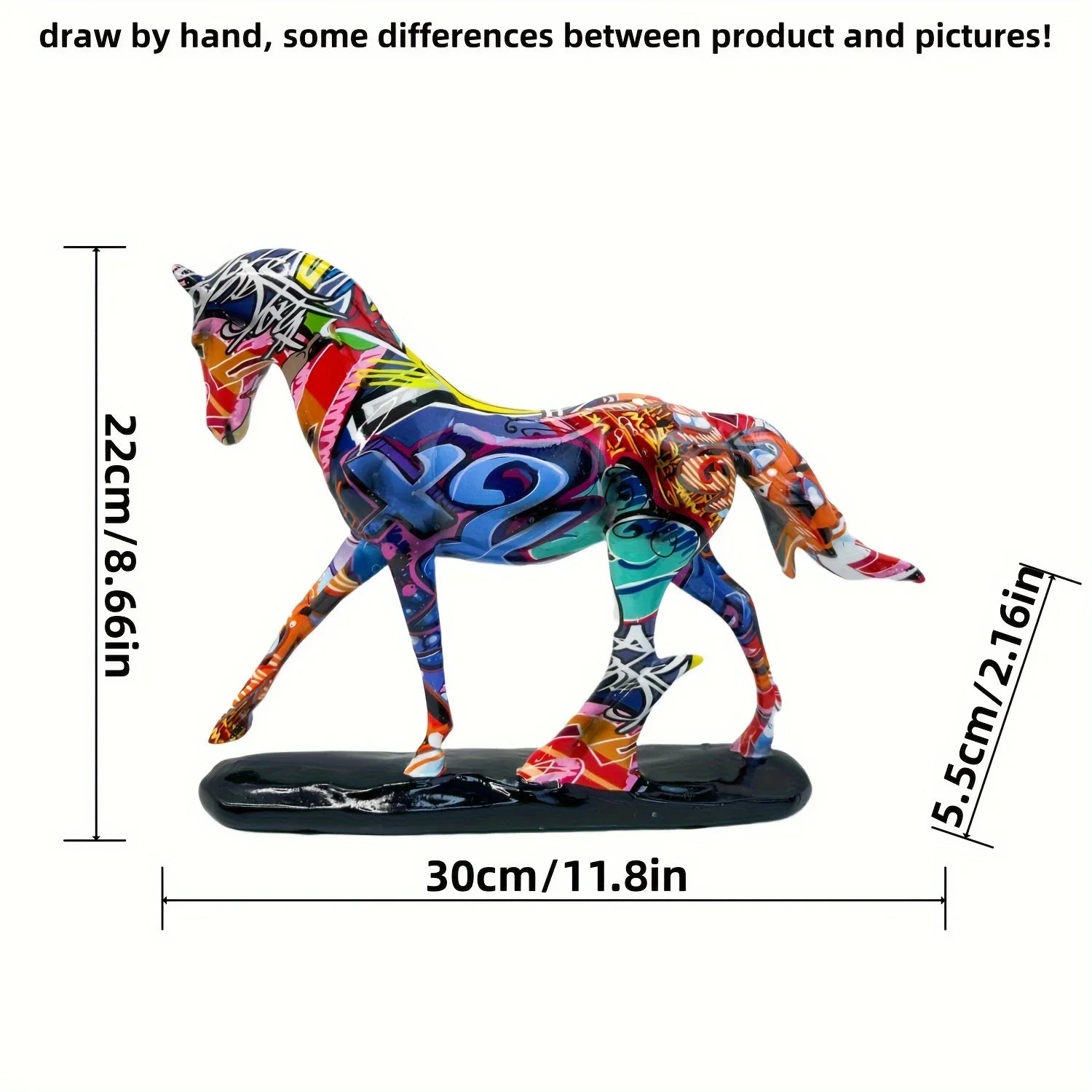 Colorful Horse Statue - Vibrant Design, side view - House Of Avana