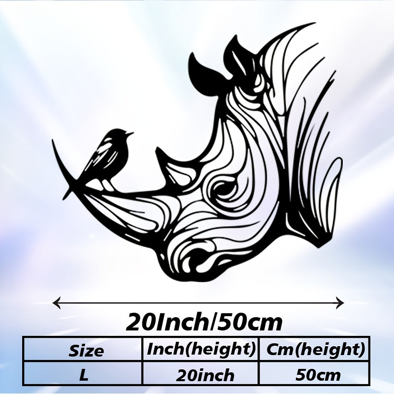 Safari Rhino Head Metal Wall Art - Retro Iron Rhino Horn Statue Mural, Durable Rhino Head for... - House Of Avana