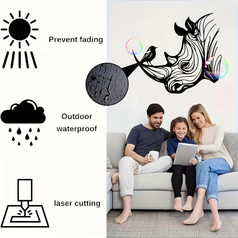 Safari Rhino Head Metal Wall Art - Retro Iron Rhino Horn Statue Mural, Durable Rhino Head for... - House Of Avana