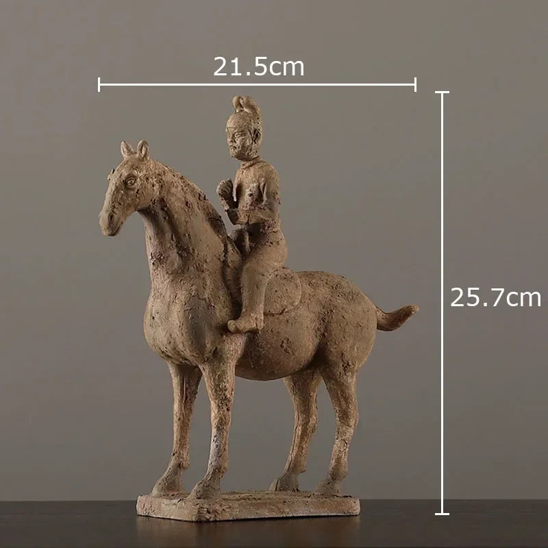 Terracotta Statue Resin Ornaments Desk Decoration Simulated Unearthed Pottery Horse Sculptures Room... - House Of Avana