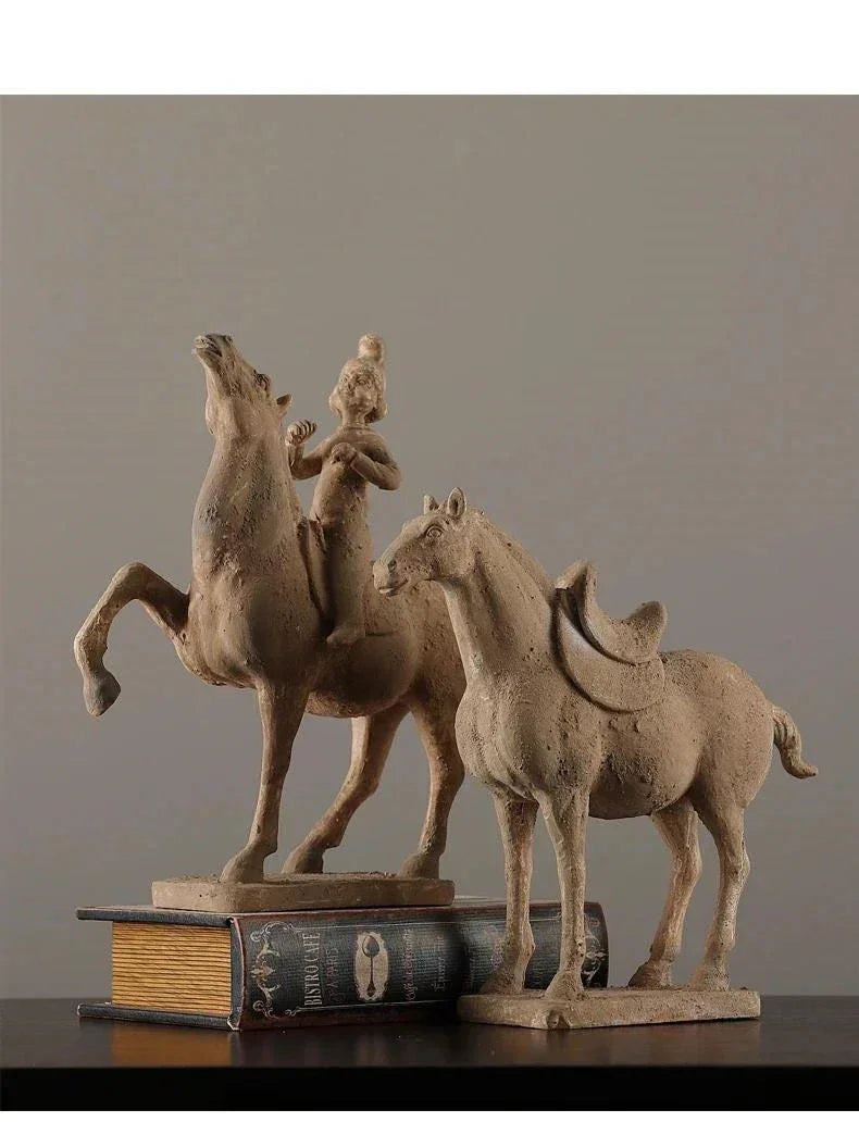 Terracotta Statue Resin Ornaments Desk Decoration Simulated Unearthed Pottery Horse Sculptures Room... - House Of Avana