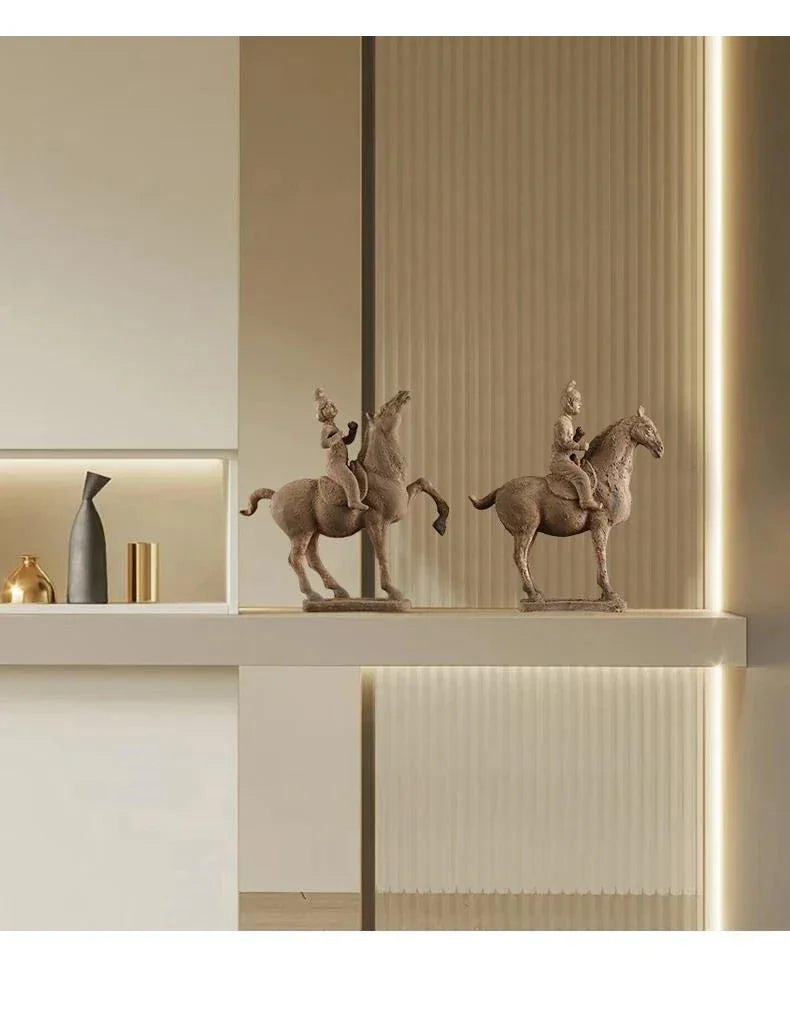Terracotta Statue Resin Ornaments Desk Decoration Simulated Unearthed Pottery Horse Sculptures Room... - House Of Avana