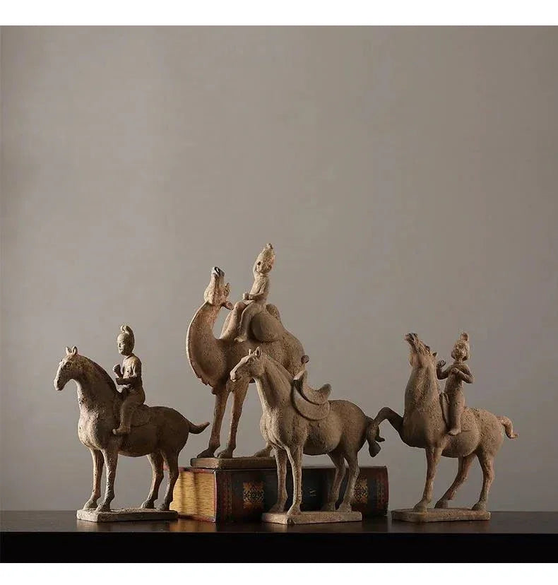 Terracotta Statue Resin Ornaments Desk Decoration Simulated Unearthed Pottery Horse Sculptures Room... - House Of Avana