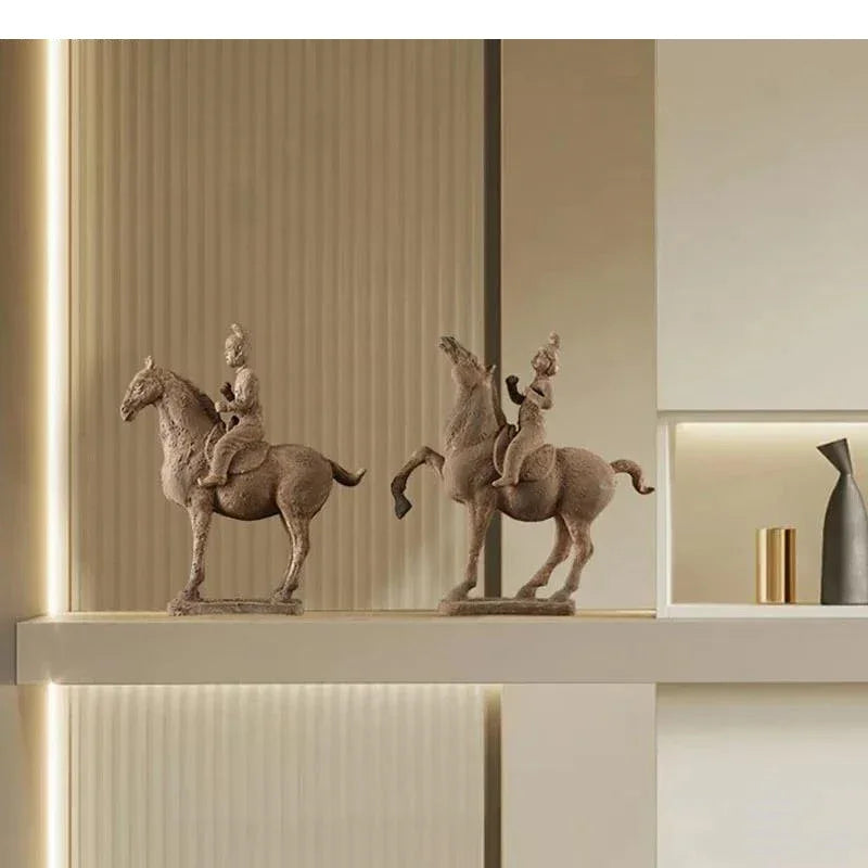 Terracotta Statue Resin Ornaments Desk Decoration Simulated Unearthed Pottery Horse Sculptures Room... - House Of Avana