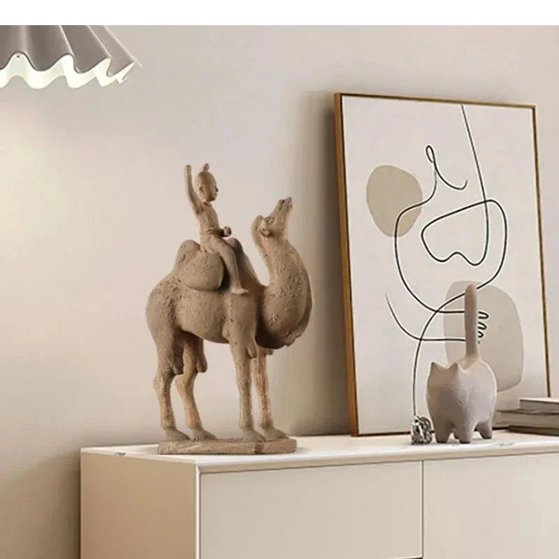 Terracotta Statue Resin Ornaments Desk Decoration Simulated Unearthed Pottery Horse Sculptures Room... - House Of Avana