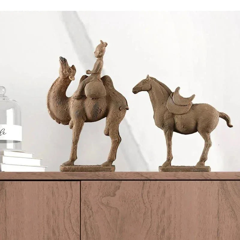 Terracotta Statue Resin Ornaments Desk Decoration Simulated Unearthed Pottery Horse Sculptures Room... - House Of Avana