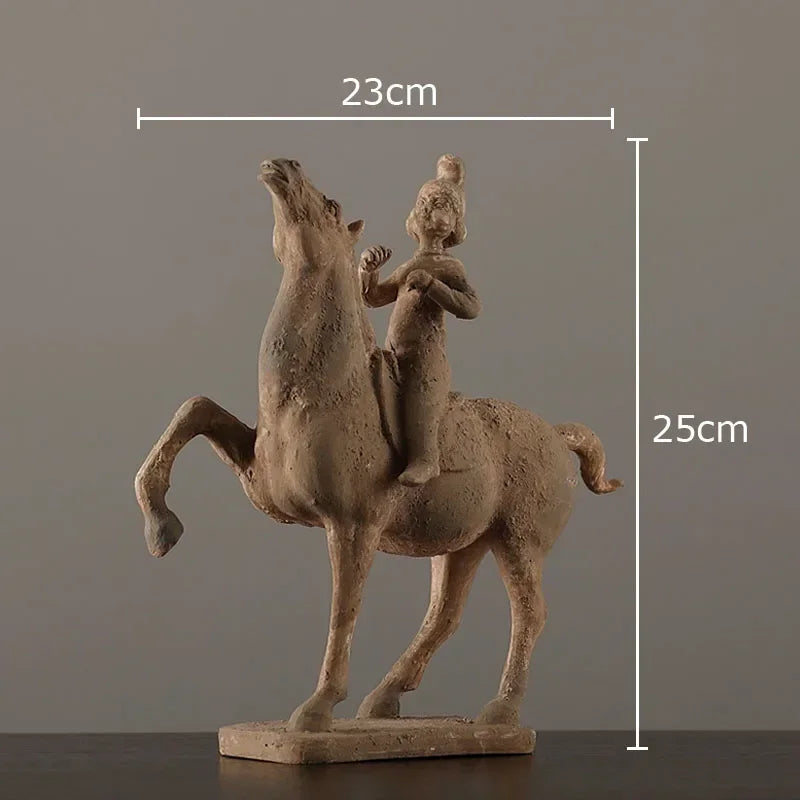 Terracotta Statue Resin Ornaments Desk Decoration Simulated Unearthed Pottery Horse Sculptures Room... - House Of Avana
