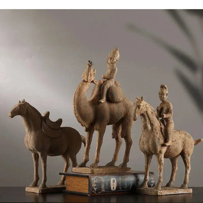 Terracotta Statue Resin Ornaments Desk Decoration Simulated Unearthed Pottery Horse Sculptures Room... - House Of Avana