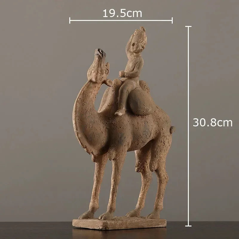 Terracotta Statue Resin Ornaments Desk Decoration Simulated Unearthed Pottery Horse Sculptures Room... - House Of Avana