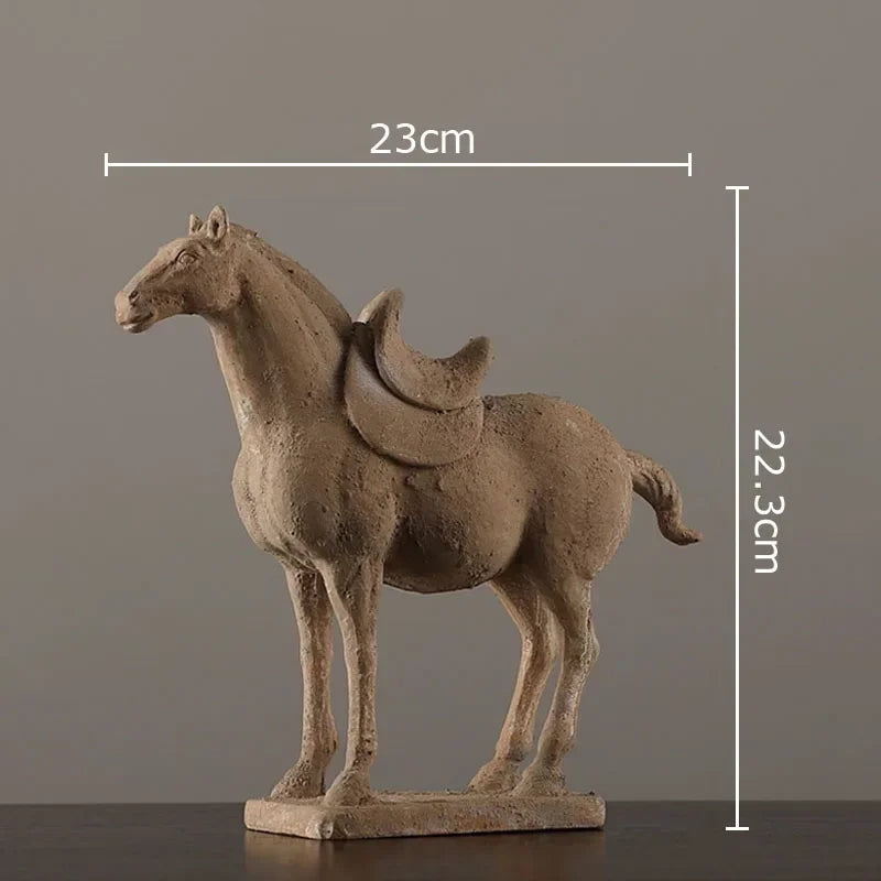 Terracotta Statue Resin Ornaments Desk Decoration Simulated Unearthed Pottery Horse Sculptures Room... - House Of Avana