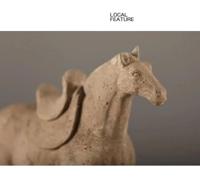 Terracotta Statue Resin Ornaments Desk Decoration Simulated Unearthed Pottery Horse Sculptures Room... - House Of Avana