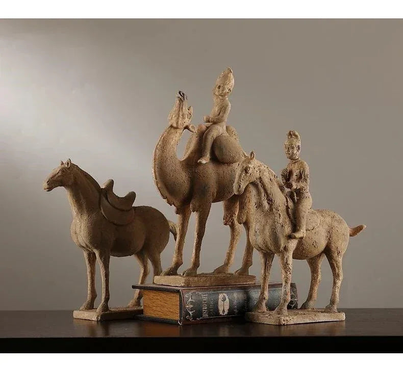 Terracotta Statue Resin Ornaments Desk Decoration Simulated Unearthed Pottery Horse Sculptures Room... - House Of Avana